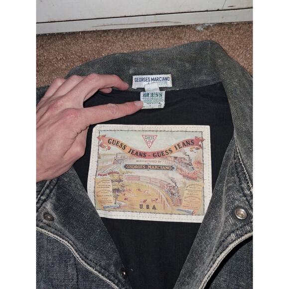 Vintage Guess Denim Bomber Jacket Mens Large 1980s George Marciano - Picture 4 of 7